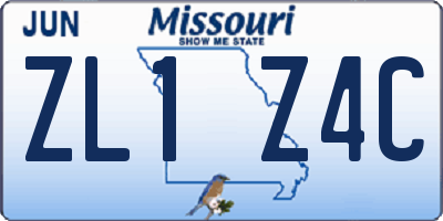 MO license plate ZL1Z4C