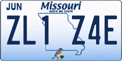 MO license plate ZL1Z4E