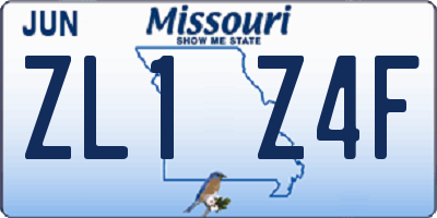 MO license plate ZL1Z4F