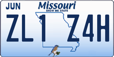 MO license plate ZL1Z4H