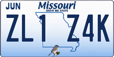 MO license plate ZL1Z4K