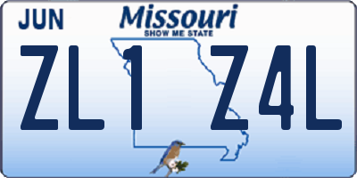 MO license plate ZL1Z4L