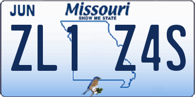 MO license plate ZL1Z4S