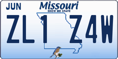 MO license plate ZL1Z4W