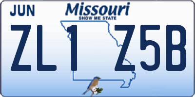 MO license plate ZL1Z5B