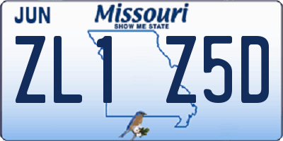 MO license plate ZL1Z5D