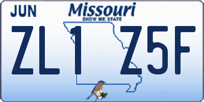 MO license plate ZL1Z5F