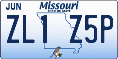 MO license plate ZL1Z5P