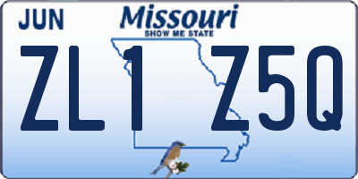 MO license plate ZL1Z5Q