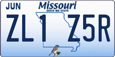 MO license plate ZL1Z5R