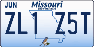 MO license plate ZL1Z5T