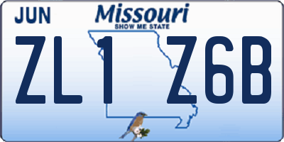 MO license plate ZL1Z6B