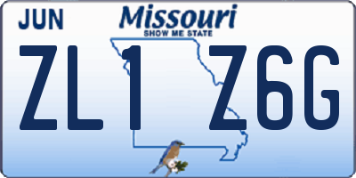 MO license plate ZL1Z6G