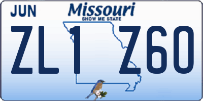 MO license plate ZL1Z6O