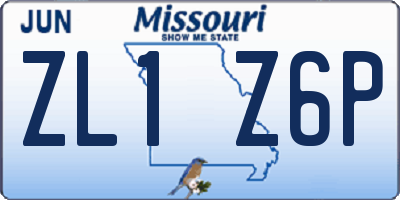 MO license plate ZL1Z6P