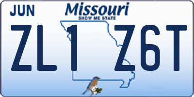 MO license plate ZL1Z6T