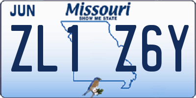 MO license plate ZL1Z6Y