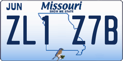 MO license plate ZL1Z7B
