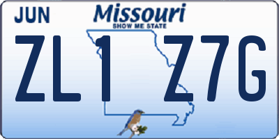 MO license plate ZL1Z7G