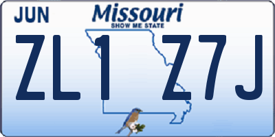 MO license plate ZL1Z7J