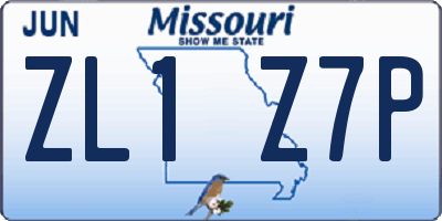MO license plate ZL1Z7P