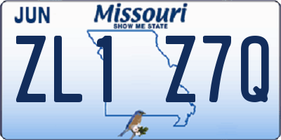 MO license plate ZL1Z7Q