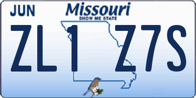 MO license plate ZL1Z7S