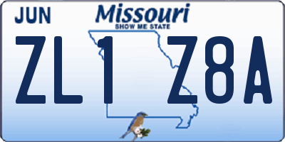 MO license plate ZL1Z8A