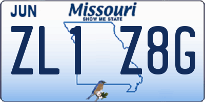 MO license plate ZL1Z8G