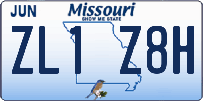 MO license plate ZL1Z8H