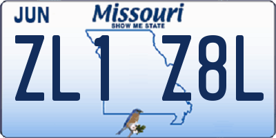 MO license plate ZL1Z8L