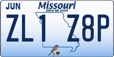 MO license plate ZL1Z8P