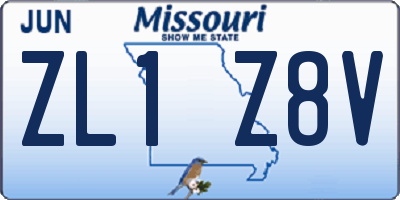 MO license plate ZL1Z8V
