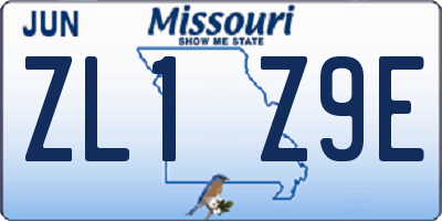 MO license plate ZL1Z9E