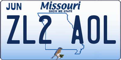 MO license plate ZL2A0L