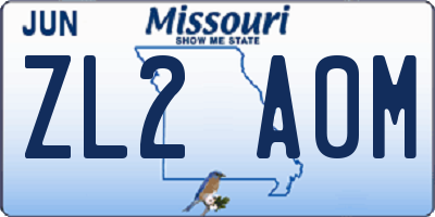 MO license plate ZL2A0M