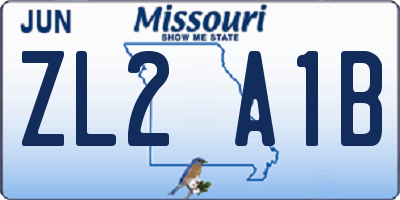 MO license plate ZL2A1B