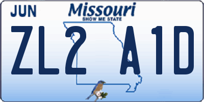 MO license plate ZL2A1D