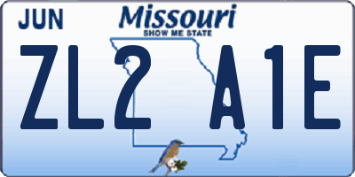 MO license plate ZL2A1E