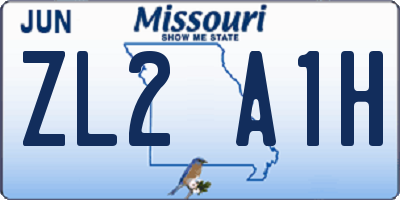 MO license plate ZL2A1H