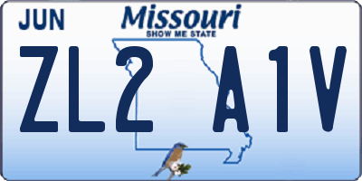 MO license plate ZL2A1V