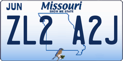 MO license plate ZL2A2J