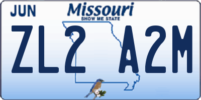MO license plate ZL2A2M