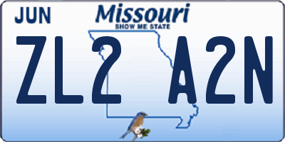 MO license plate ZL2A2N