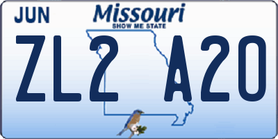 MO license plate ZL2A2O