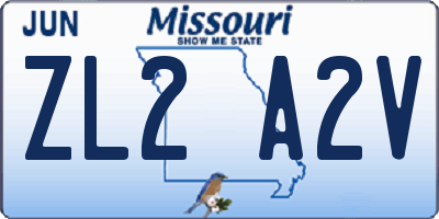 MO license plate ZL2A2V