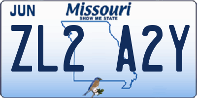 MO license plate ZL2A2Y