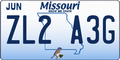 MO license plate ZL2A3G