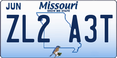 MO license plate ZL2A3T