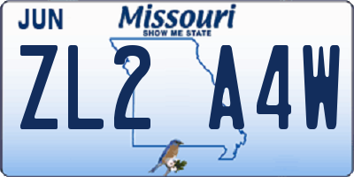 MO license plate ZL2A4W